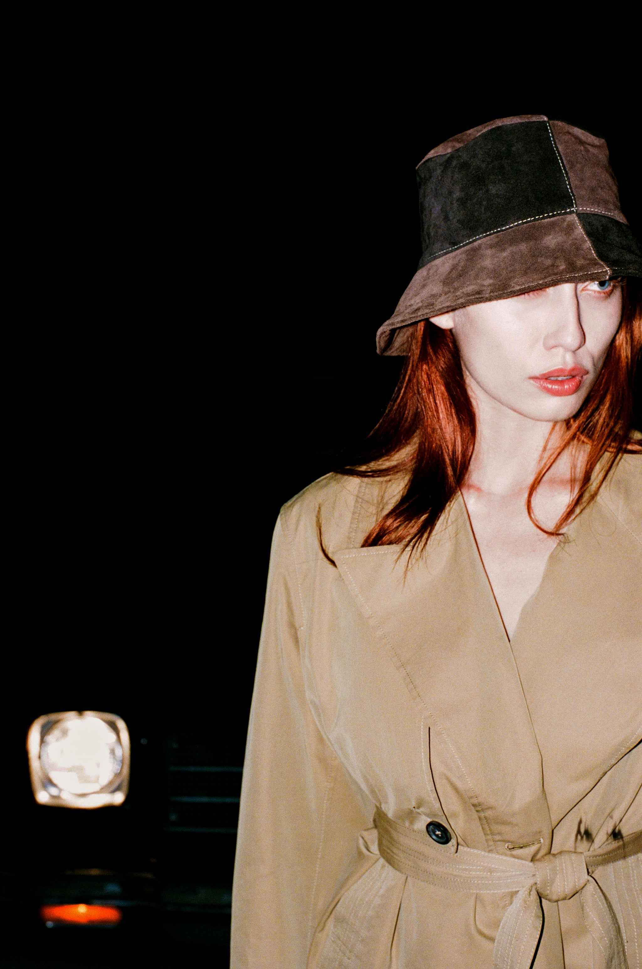c. | Ozark | Suede Bucket Hat in Brown Patchwork – COCOBUNNY display picture 1