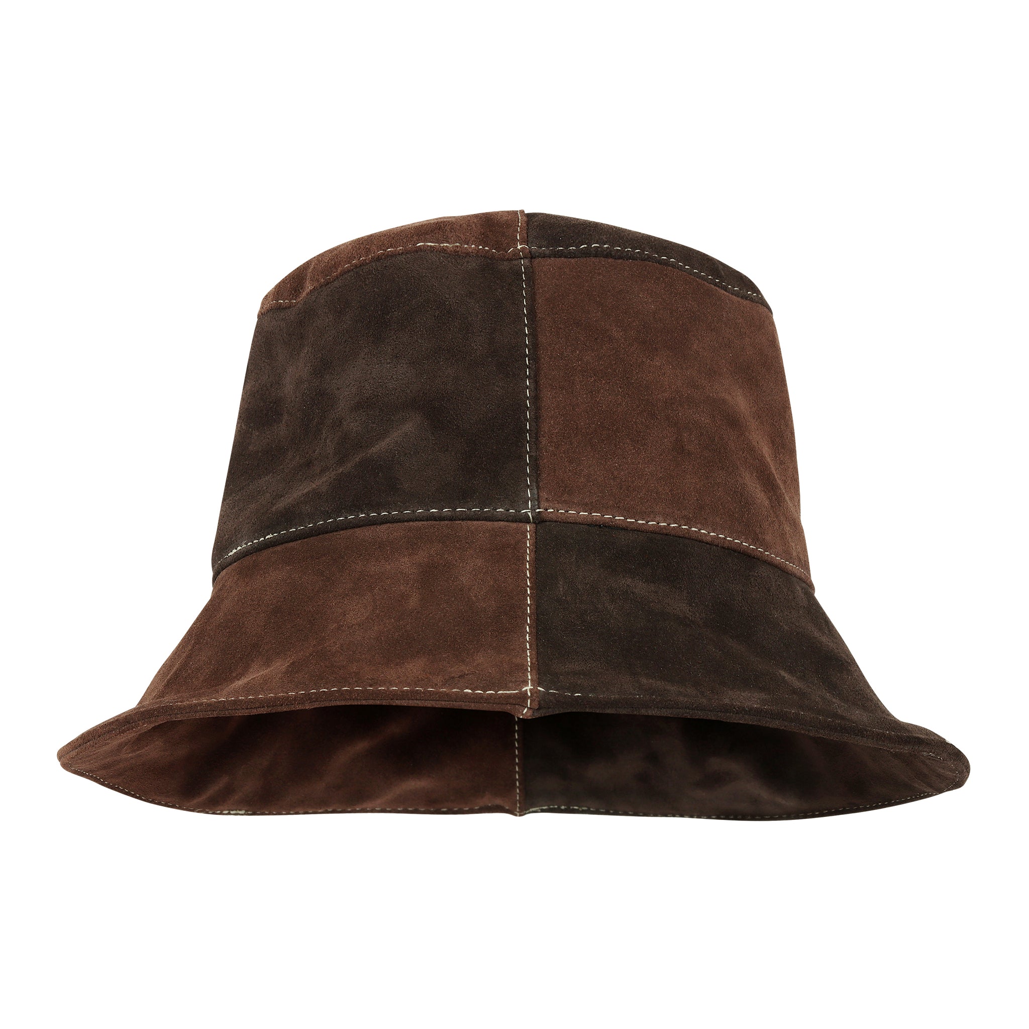c. | Ozark | Suede Bucket Hat in Brown Patchwork – COCOBUNNY display picture 2