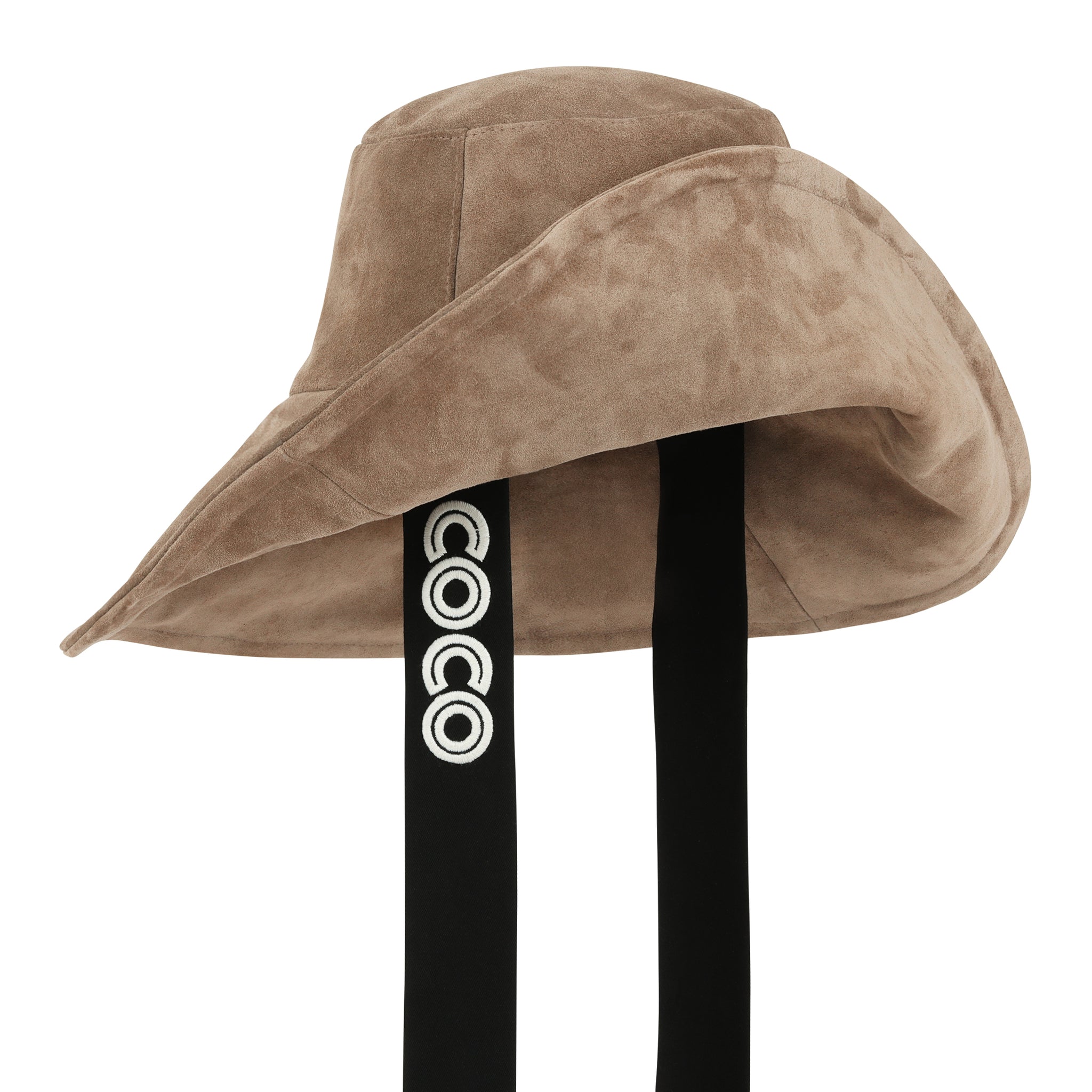 COCOBUNNY Collections brown suede bucket hat c. | Ozark | Suede Bucket Hat in Brown Patchwork – COCOBUNNY main image 3